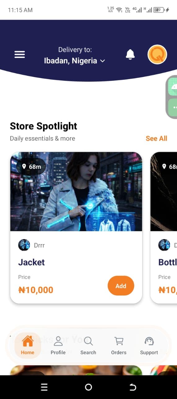 Quible store spotlight screen with highlighted products